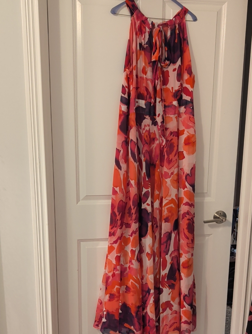 Eliza J Pink, Orange & Purple Floral Halter Maxi Dress